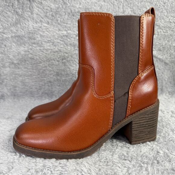 Zodiac Claret Ankle Boots Chelsea Booties Women's 7 Brown Vegan Leather Heeled - Picture 3 of 8